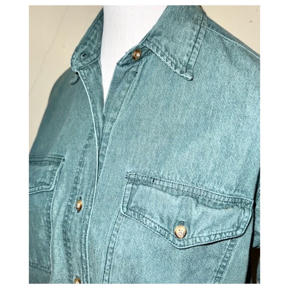 Vintage 80s Kikomo Long Sleeve Denim Shirt, Sz M - Picture 6 of 11